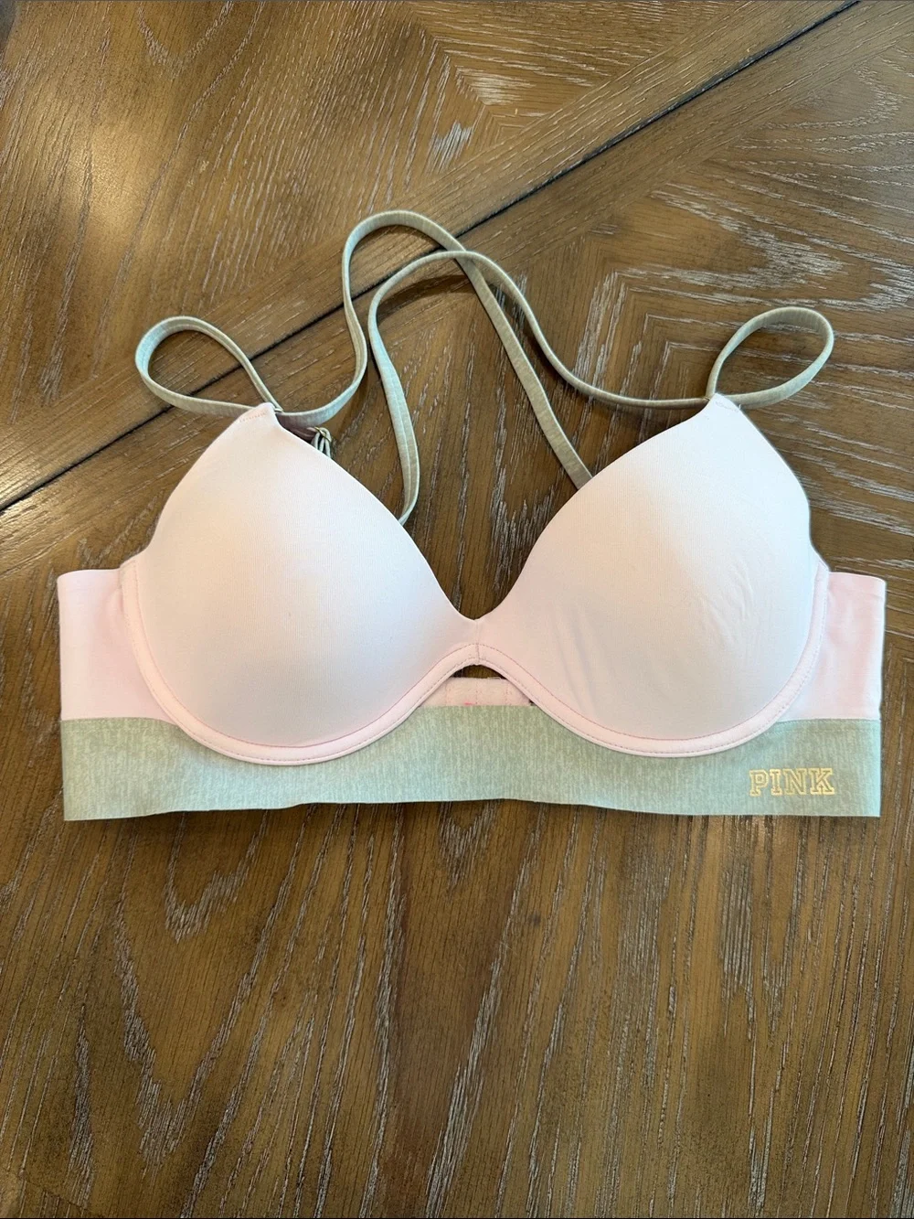PINK Victoria's Secret Pale Pink Push-Up Bralette with Heathered Band